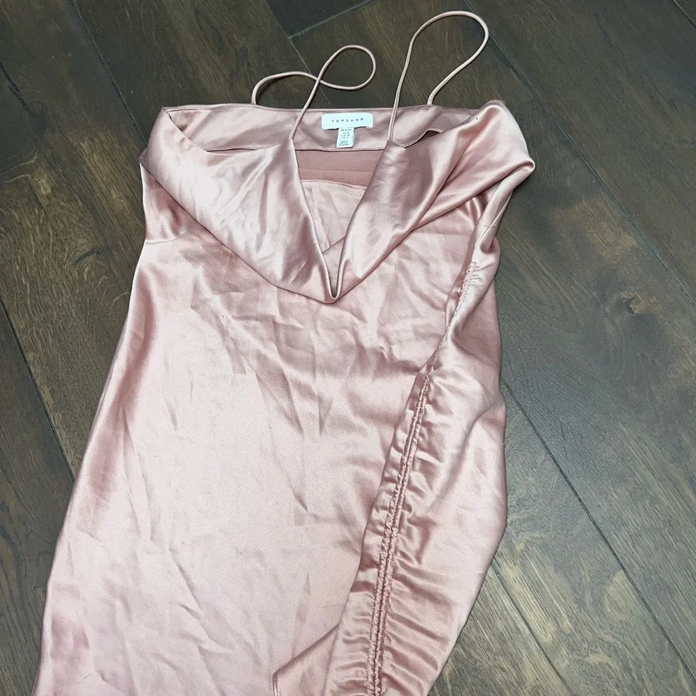 TopShop Pink Satin Ruffle Dress - Picture 4 of 4